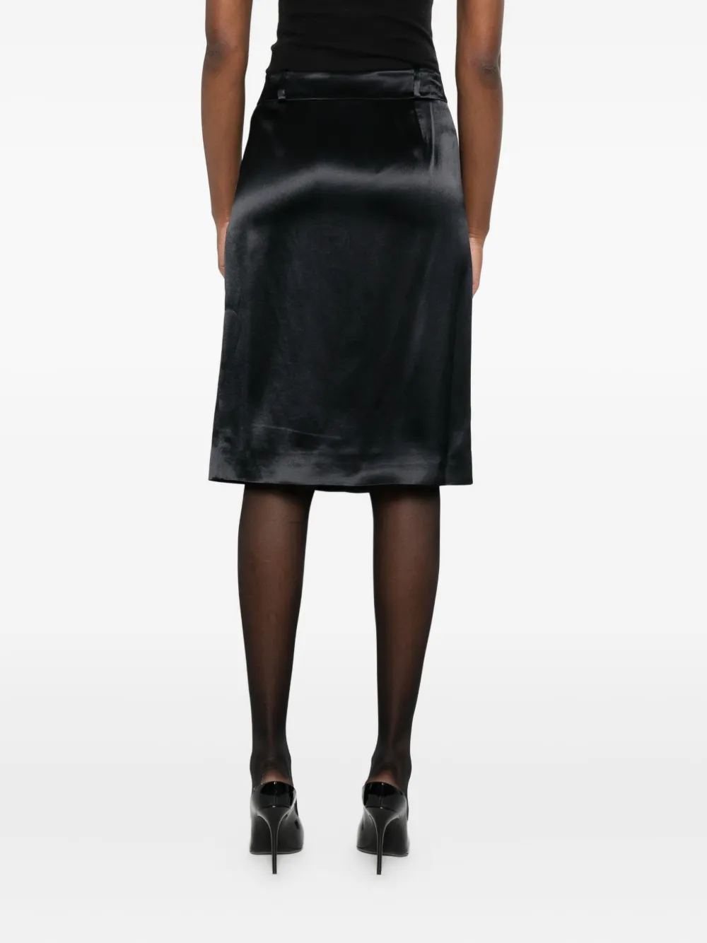 Ferragamo Satin Midi Skirt In Black