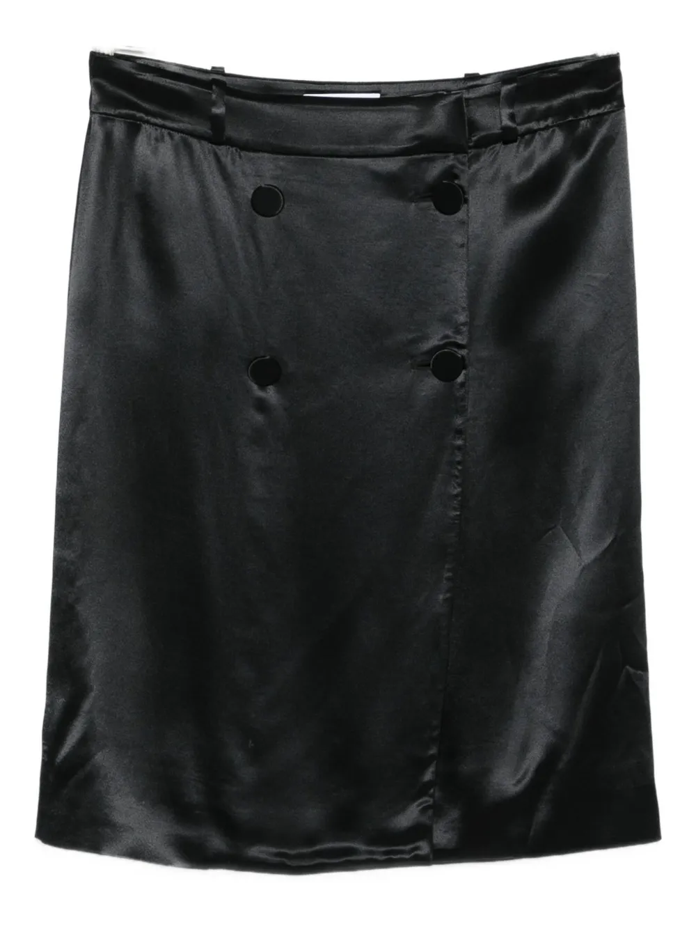 Ferragamo Satin Midi Skirt In Black