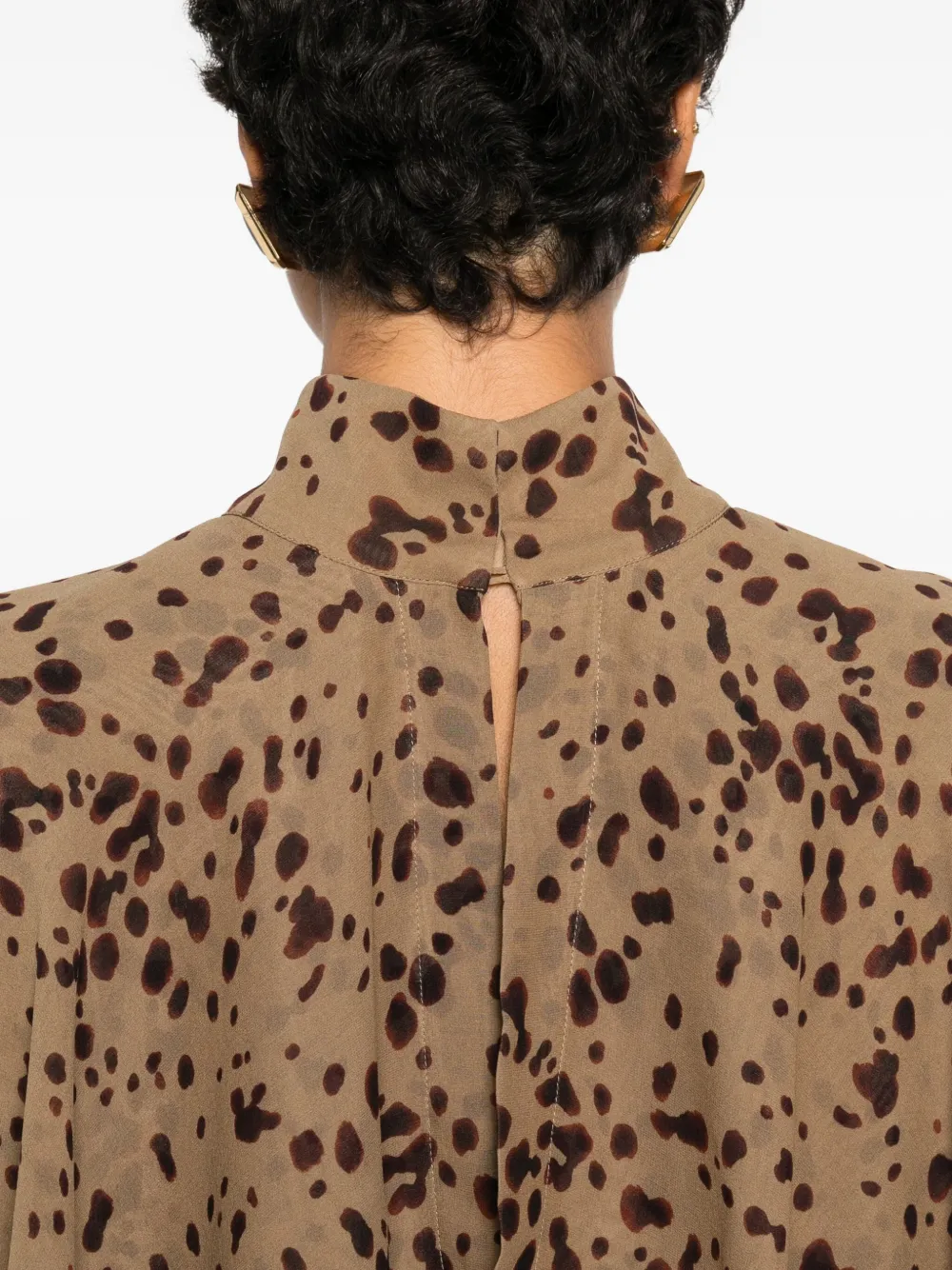 Ferragamo Midi-jurk met ruches en print Bruin