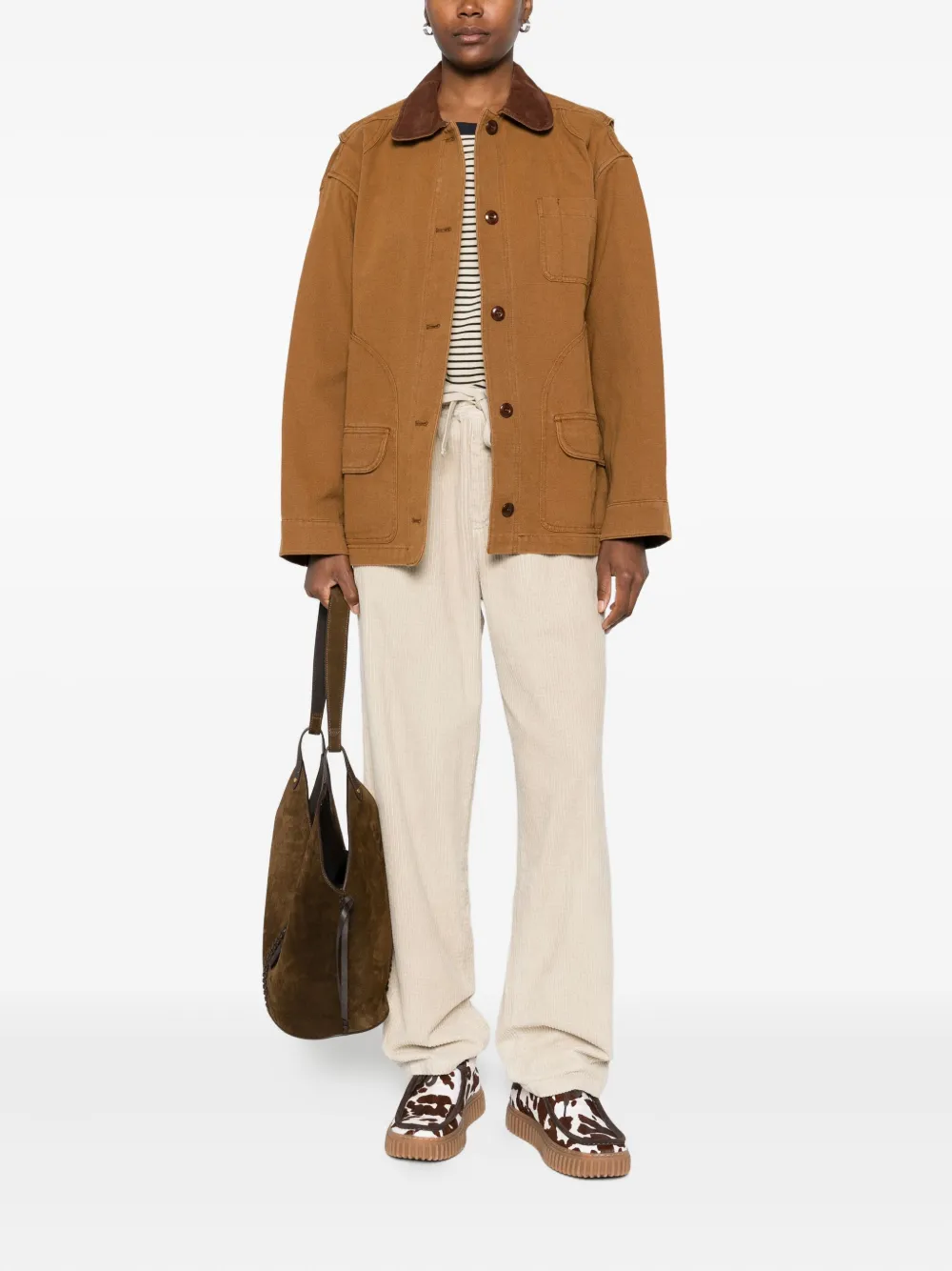 DÔEN Pascual contrast-collar patch-pocket jacket | Oversized Jackets | Image 2