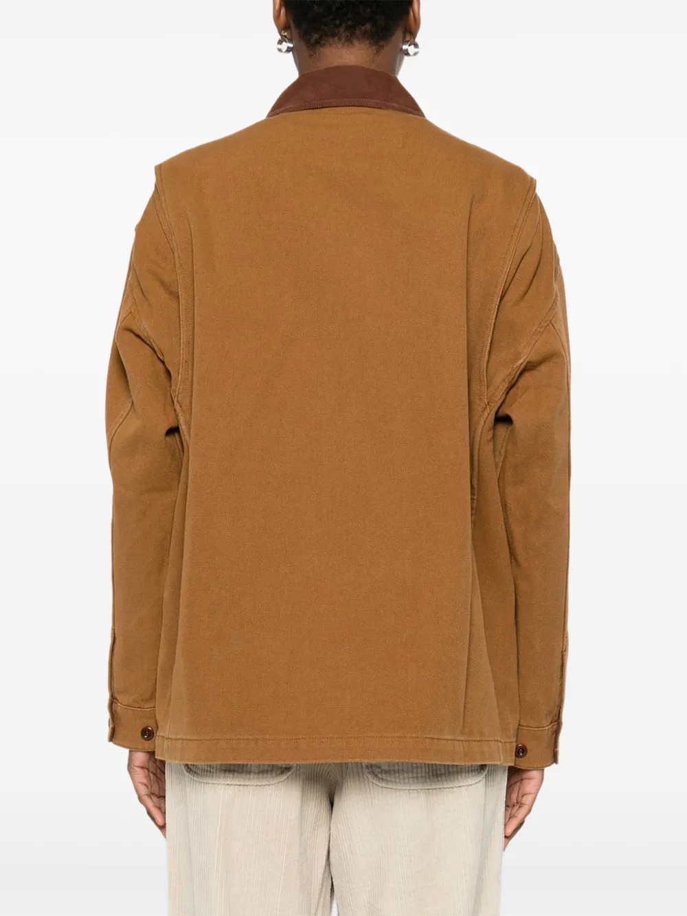 DÔEN Pascual jack met contrasterende kraag en opgestikte zak Bruin