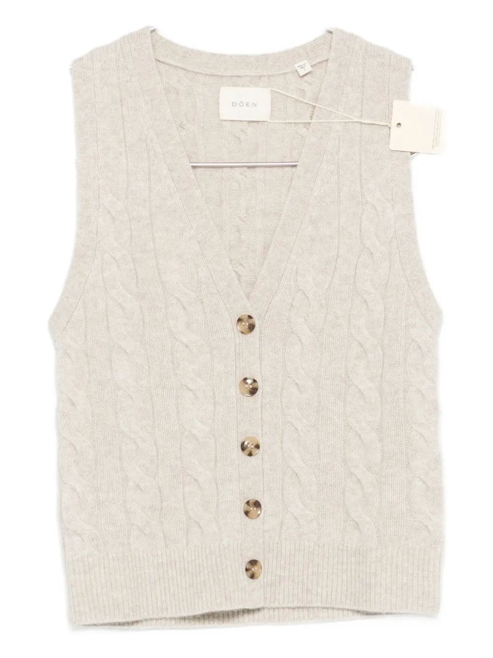 Doen Cable-knit Button Vest In Neutral