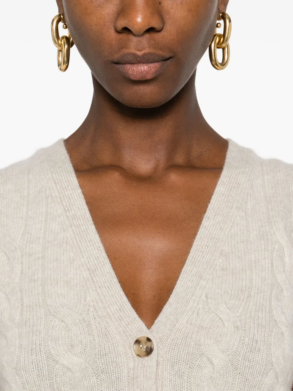Doen Cable-knit Button Vest In Neutral