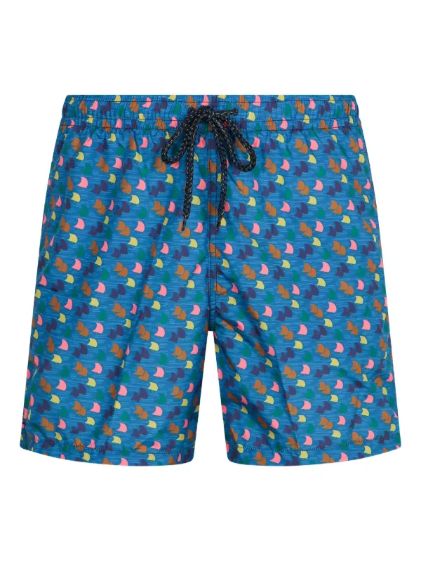 Drumohr Printed Swim Shorts in Blue