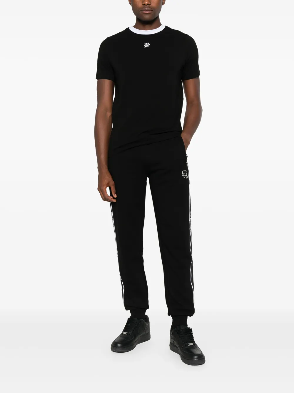 Karl Lagerfeld logo-embroidered T-shirt - Zwart