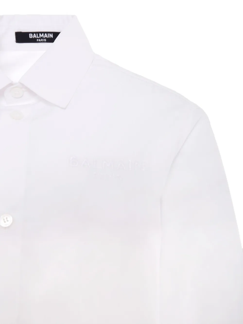 Balmain Kids logo-embroidered long-sleeve shirt Wit