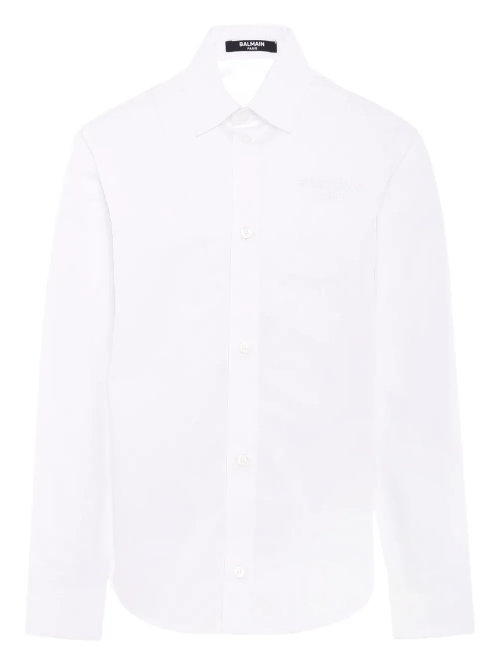Balmain Kids logo-embroidered long-sleeve shirt Wit
