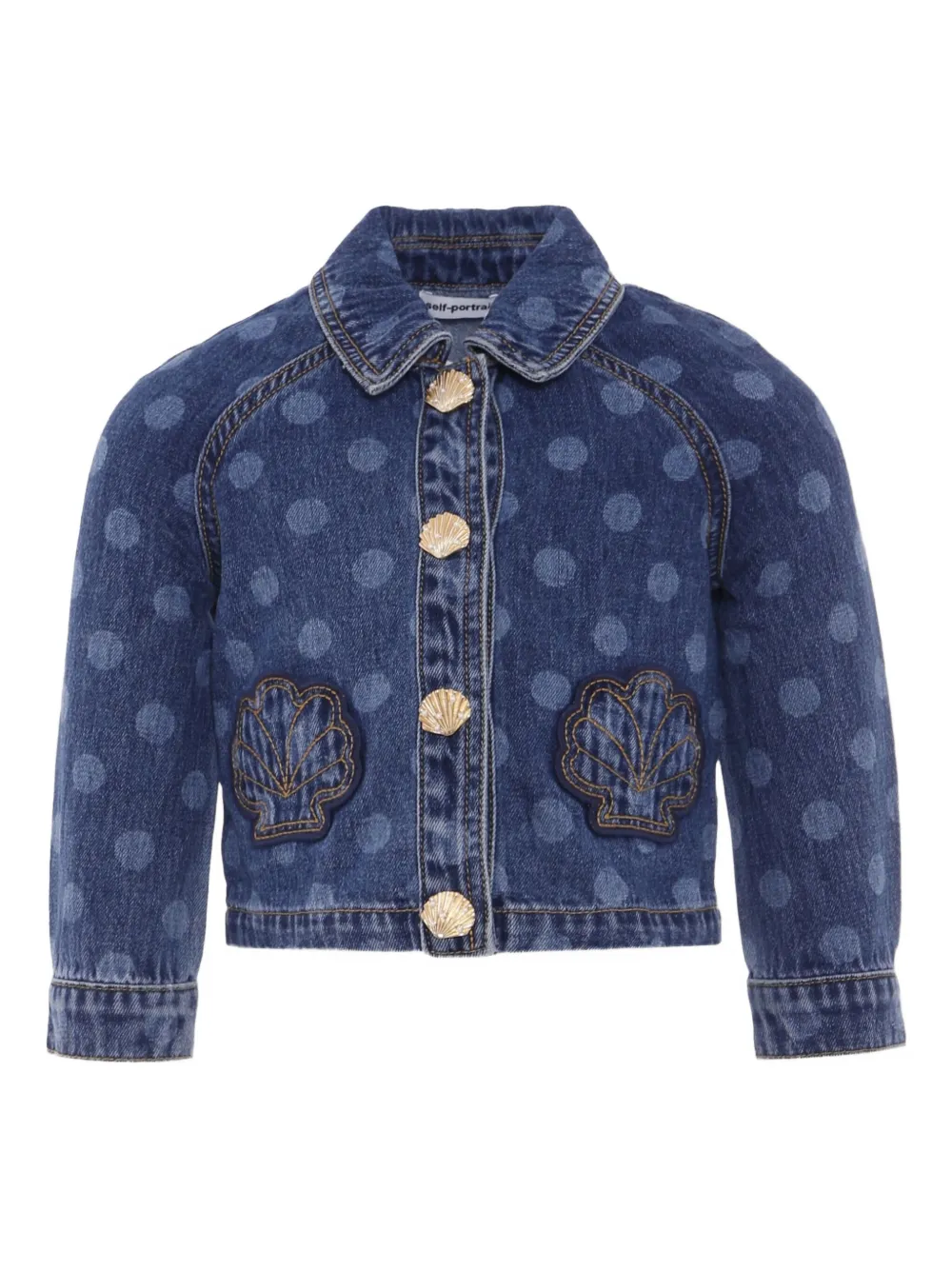 Self-Portrait Kids polka-dot denim jacket | Blue | Image 1