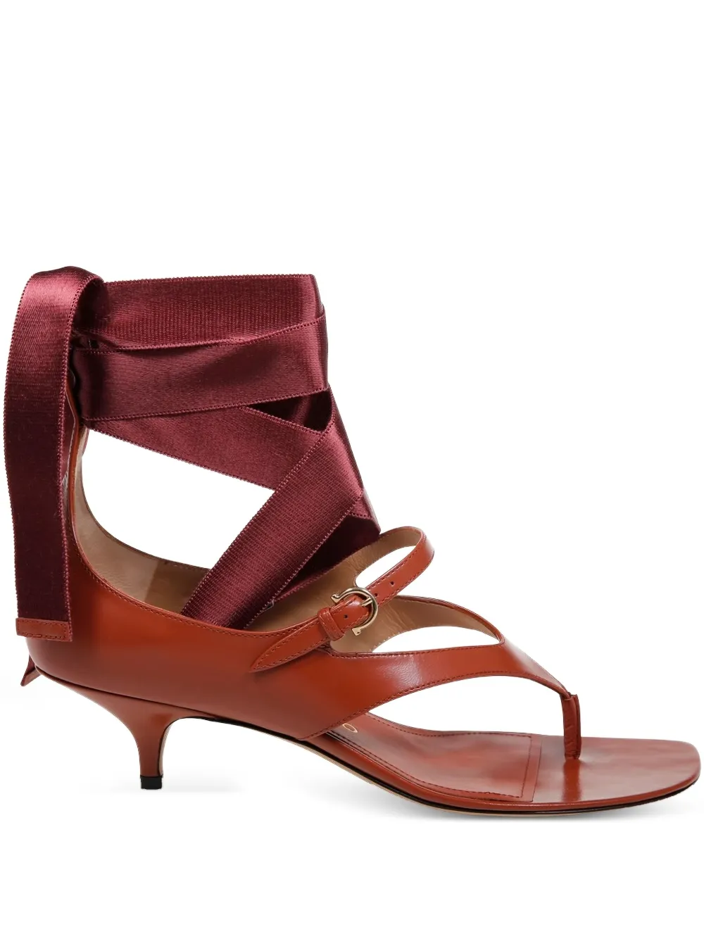 Ferragamo 40mm ribbon-tie leather sandals Red