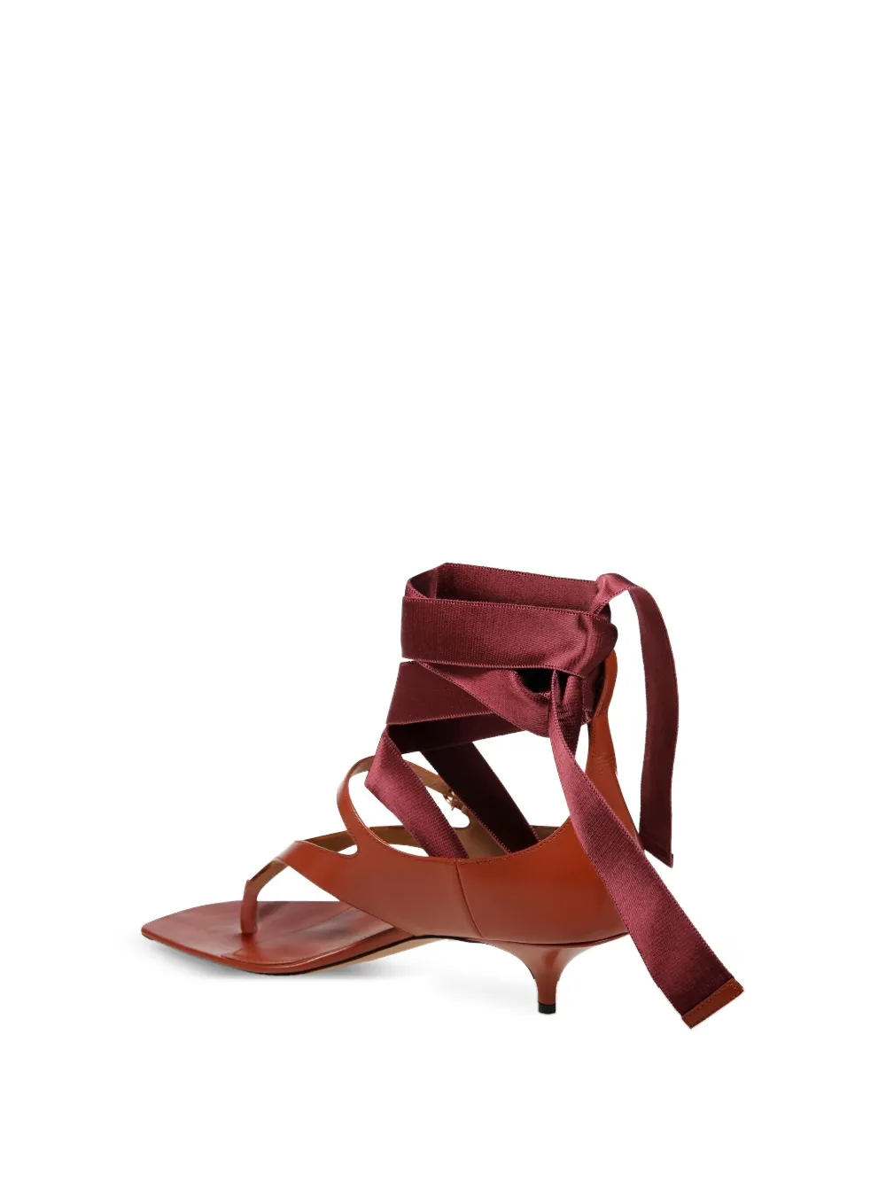 Ferragamo 40mm ribbon-tie leather sandals Red