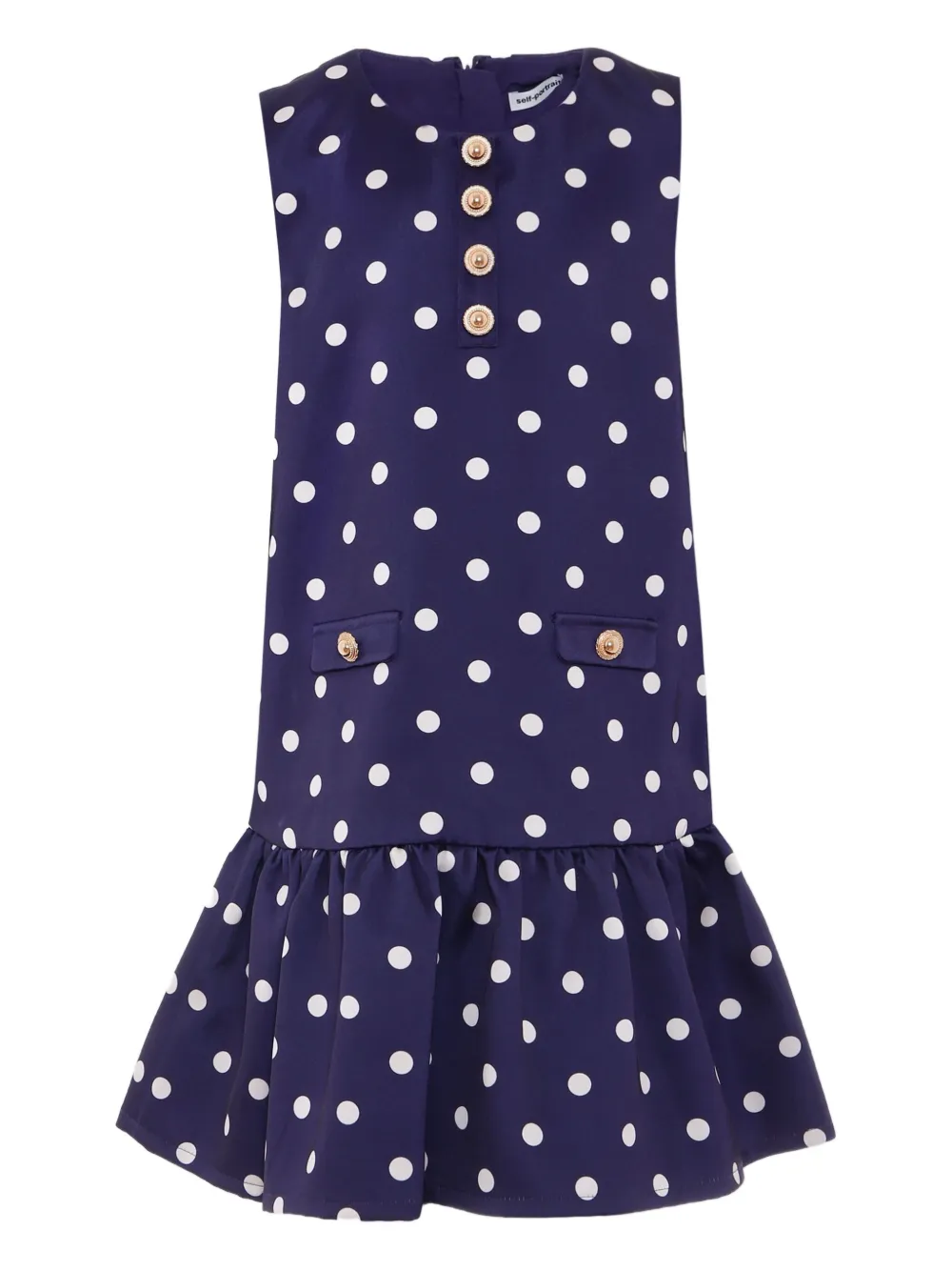 Self-Portrait Kids polka-dot button dress | Blue | Image 1