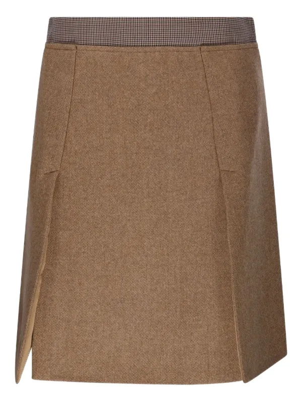 Sportmax Checked-waistband Midi Skirt in Brown