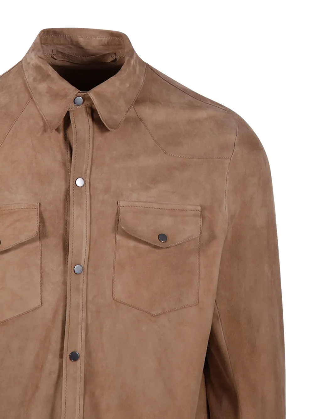 Salvatore Santoro Button-down suède shirtjack Bruin