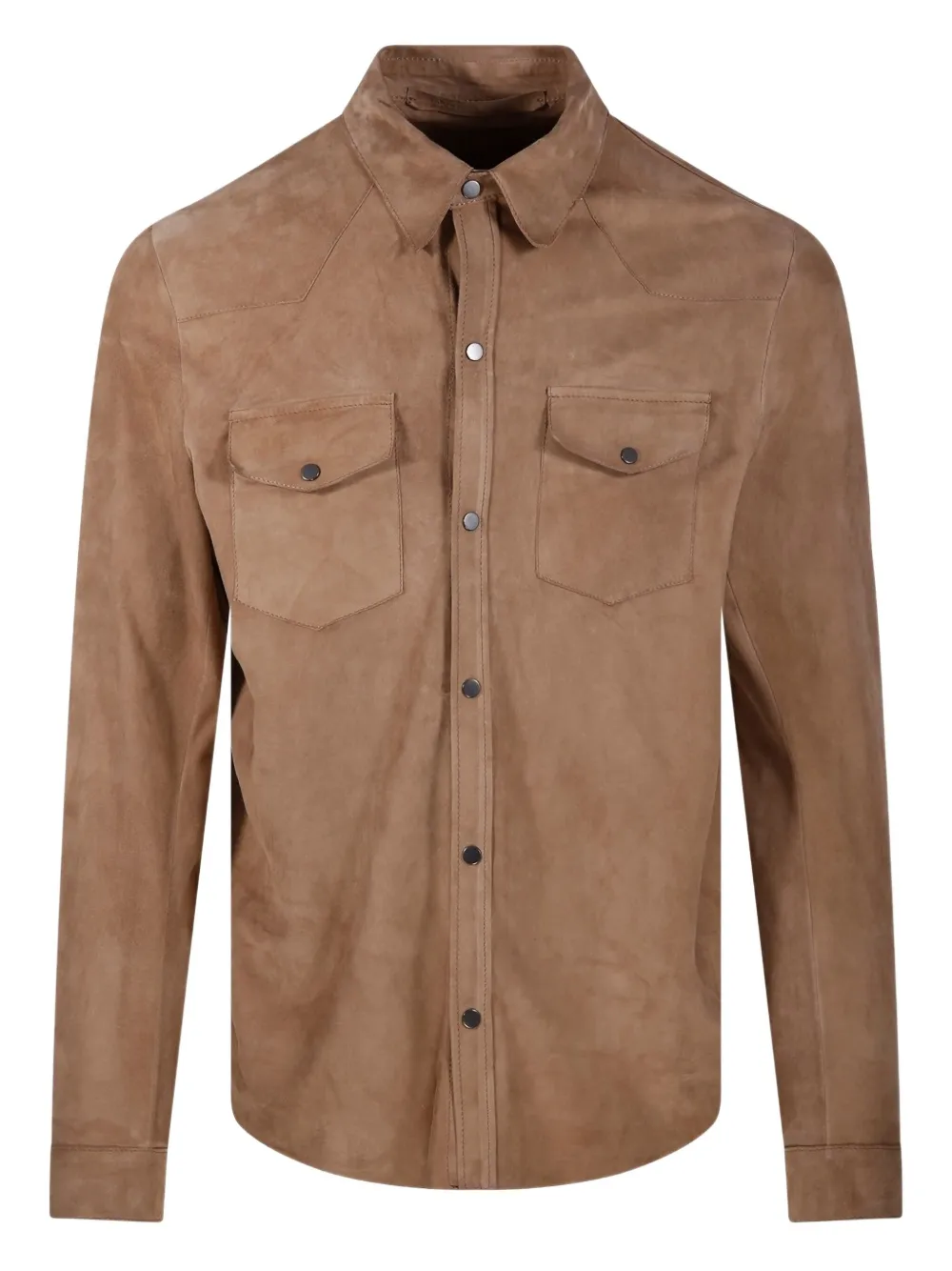 Salvatore Santoro Button-down suède shirtjack Bruin