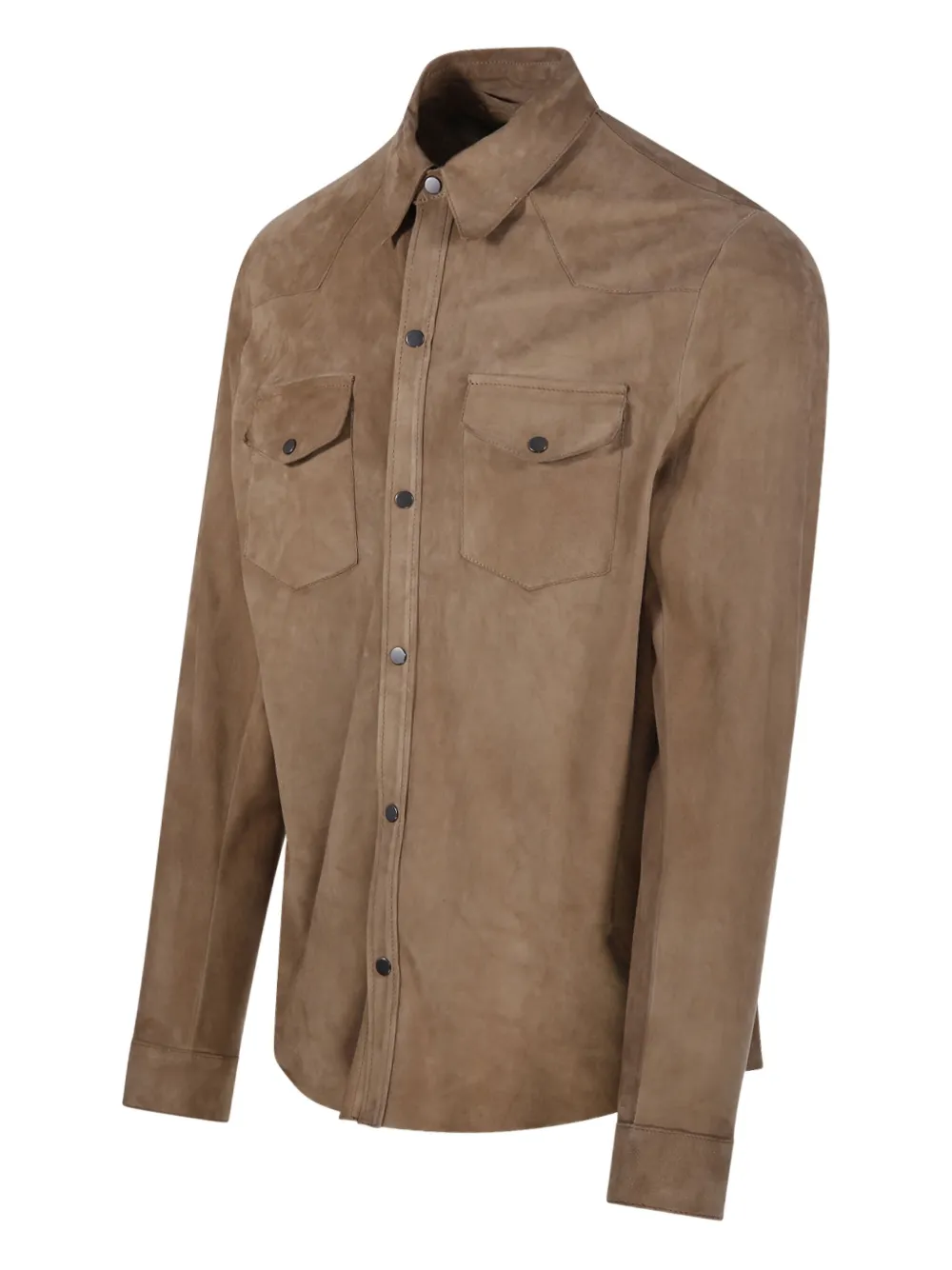 Salvatore Santoro Button-down suède shirtjack Bruin