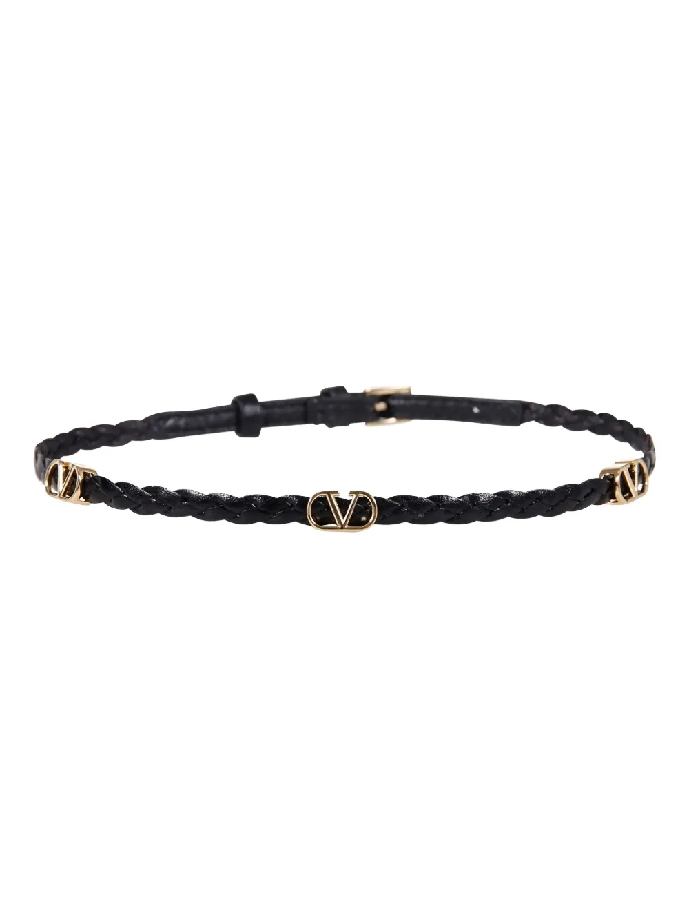ネックレス・ペンダント VALENTINO GARAVANI LEATHER NECKLACE Valentino Garavani Braided Leather Necklace | Black | FARFETCH