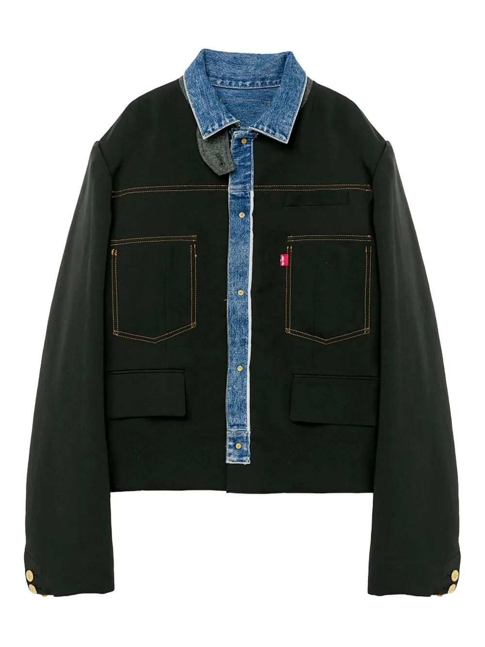 sacai デニムパネル ジャケット - ブラック sacai デニムパネル ジャケット - ブラック