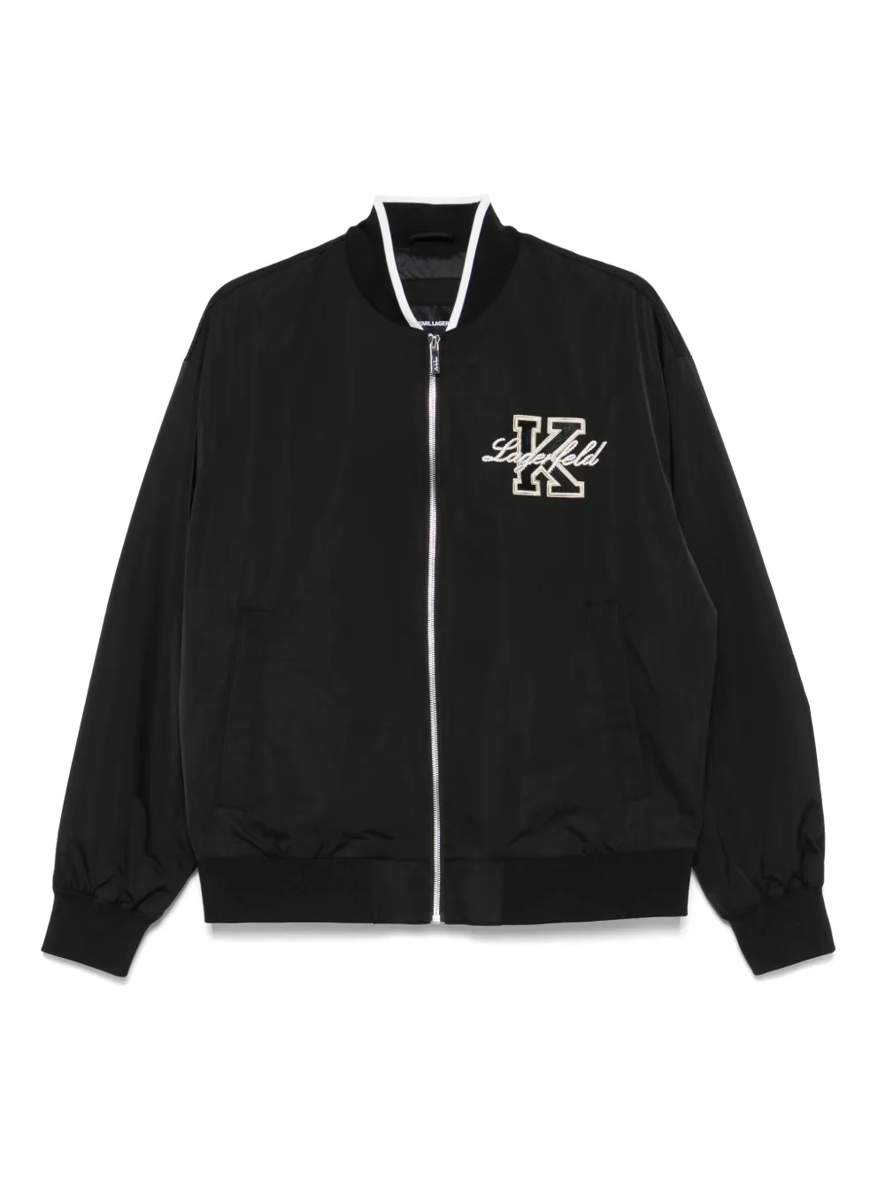 Karl Lagerfeld zip-up bomber jacket | Black | Image 1