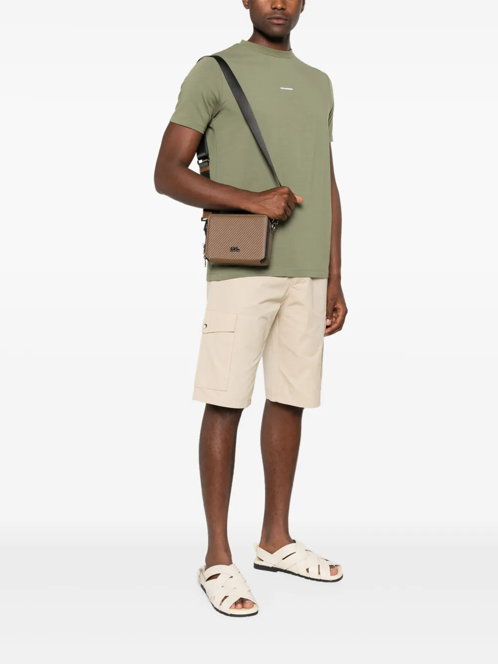 Karl Lagerfeld logo-lettering shoulder bag - Bruin