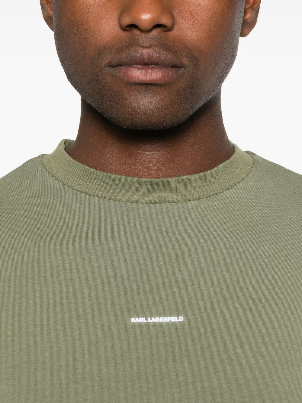Karl Lagerfeld T-shirt met logo-reliëf Groen