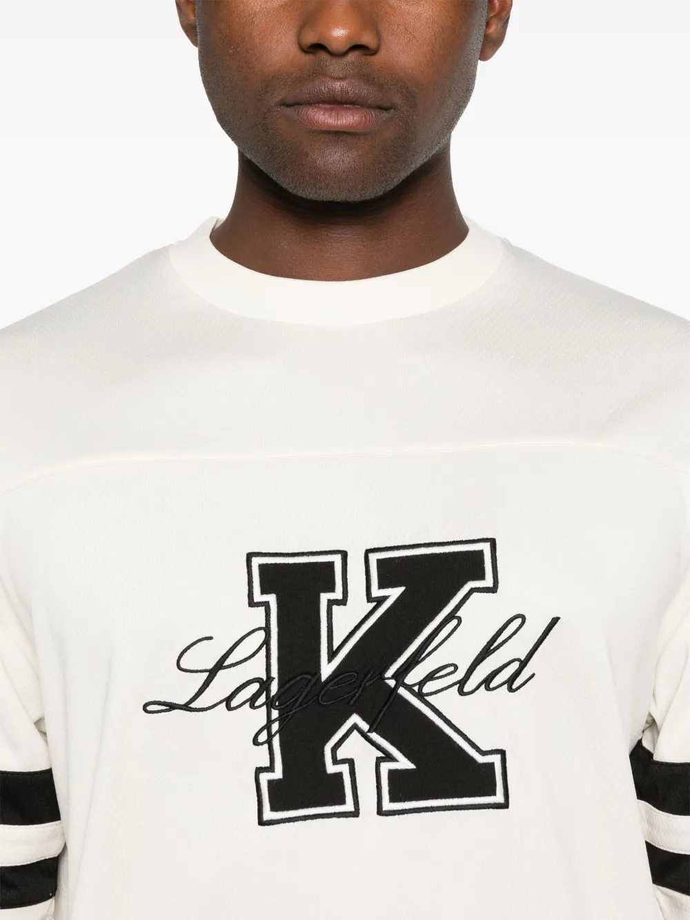 Karl Lagerfeld T-shirt met geborduurd logo Beige