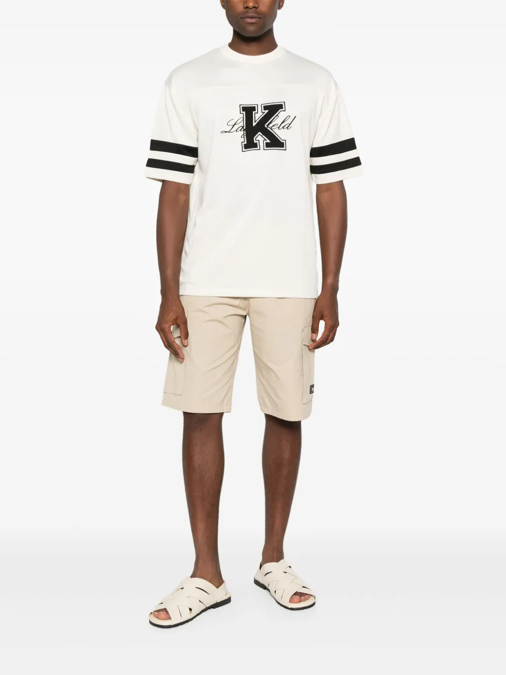 Karl Lagerfeld logo-embroidered T-shirt - Beige