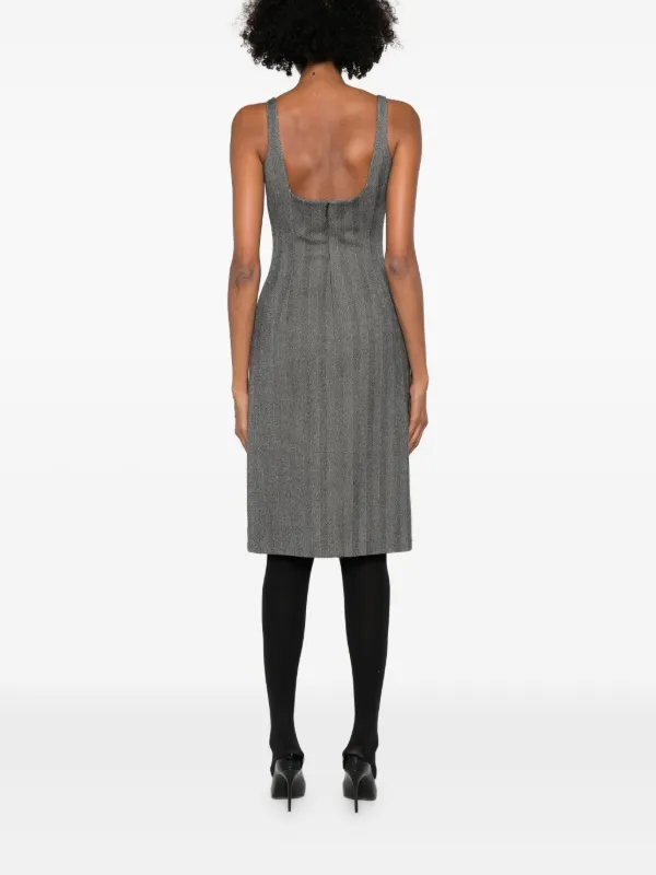 ferragamo silver dress FERRAGAMO Maximilian Davis 2023 Runway metallic silver lame wrapped dress IT40 S