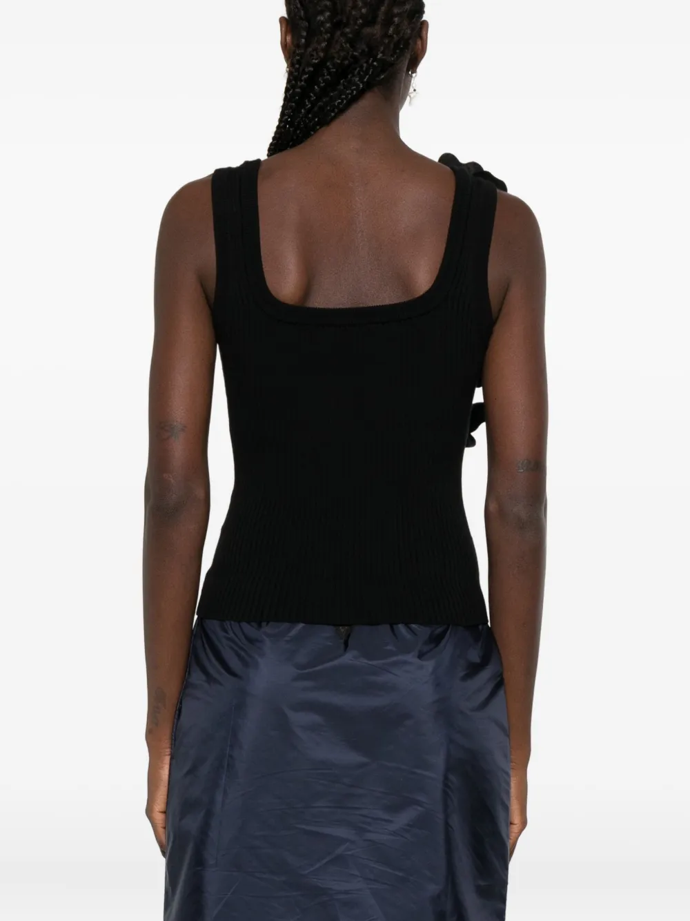 Aje Flower-appliqué Ribbed Tank Top In Black