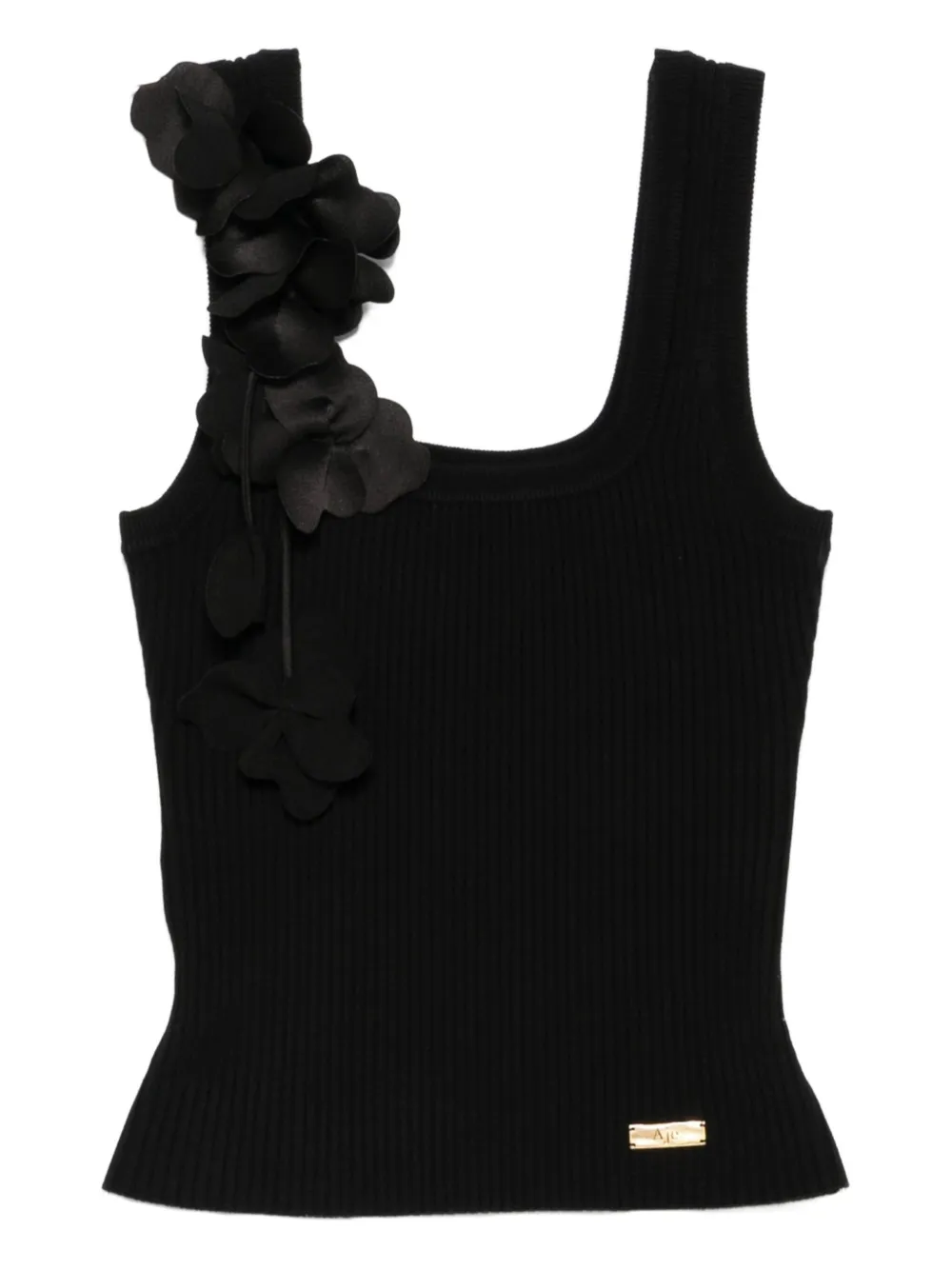 Aje flower-appliqué ribbed tank top - ブラック Aje flower-appliqué ribbed tank top - ブラック
