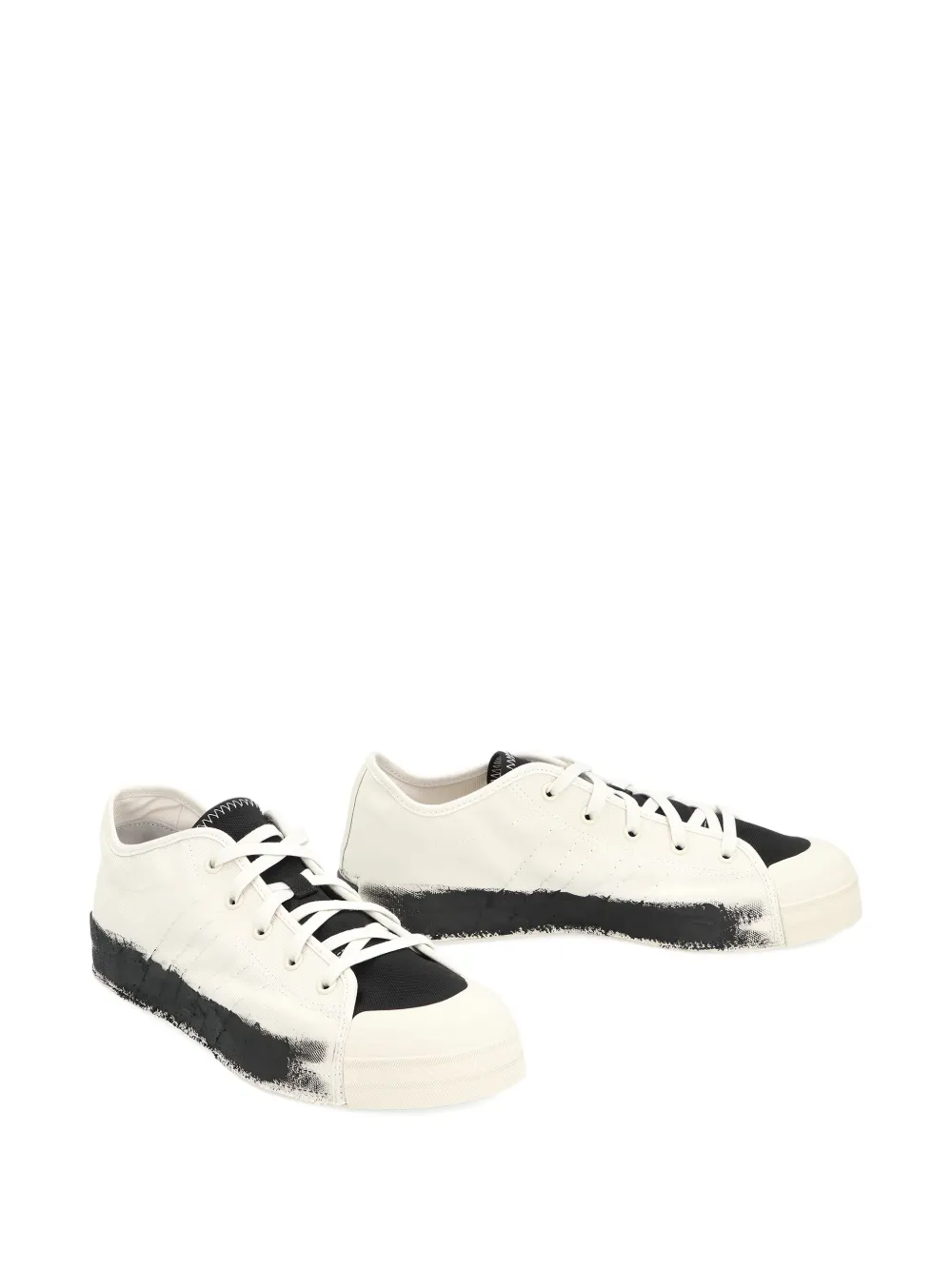 Y-3 ADIDAS Nizza low-top paint-splatter sneakers White