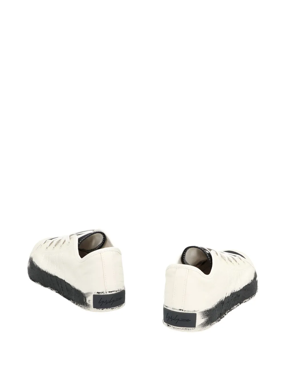 Y-3 ADIDAS Nizza low-top paint-splatter sneakers White