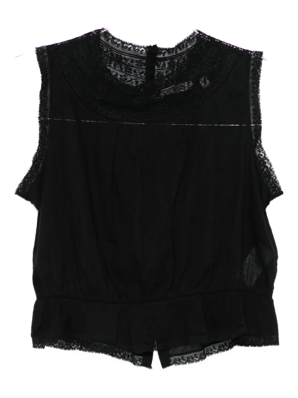 Doen Lilibet Lace-trimmed Sleeveless Top In Black