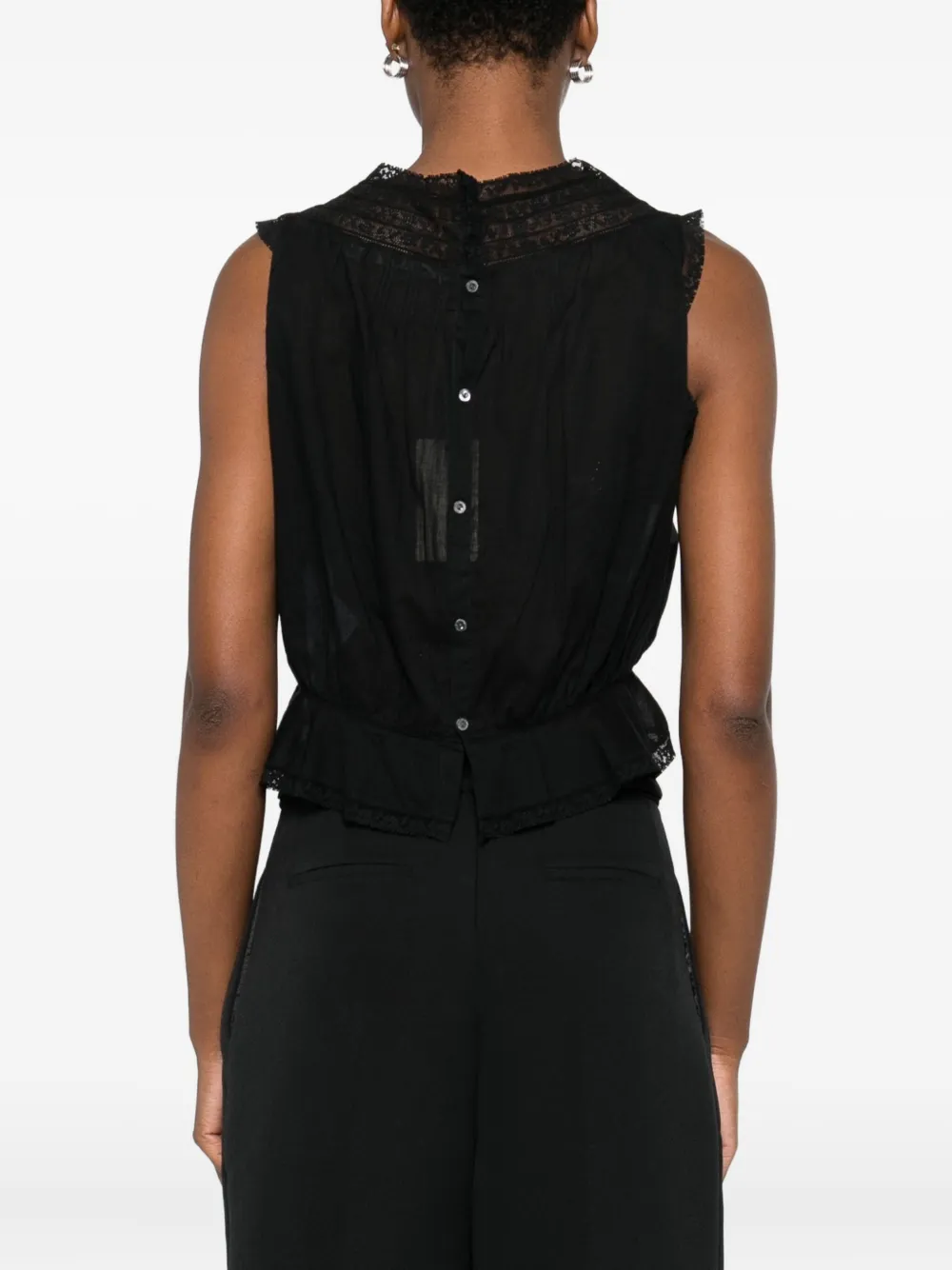Doen Lilibet Lace-trimmed Sleeveless Top In Black
