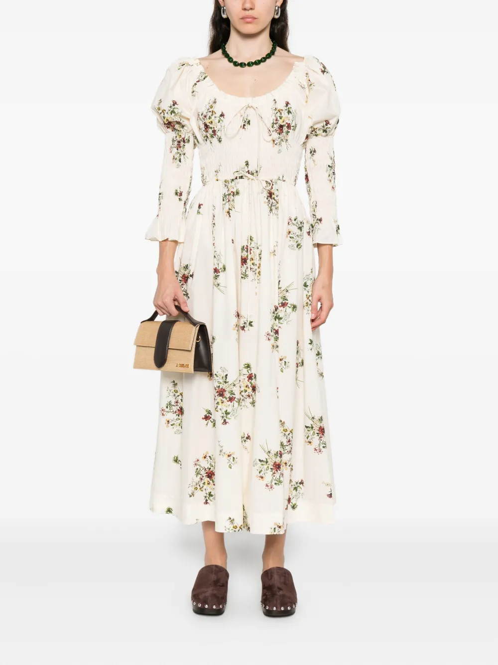 DÔEN Kaira floral-print maxi dress - Beige