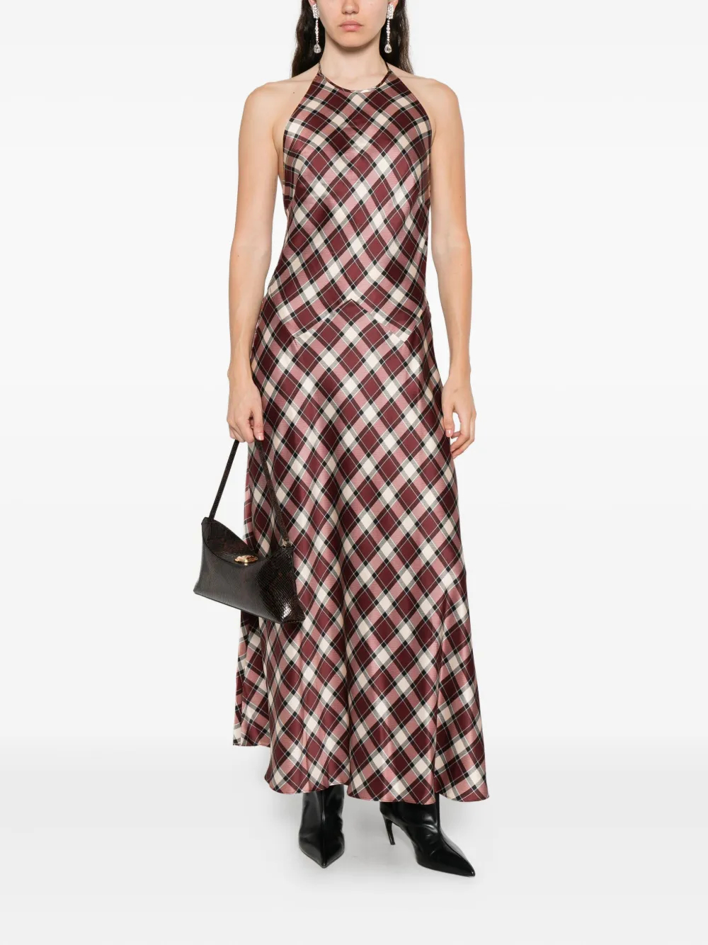 DÔEN Maxime checked maxi dress - Bruin