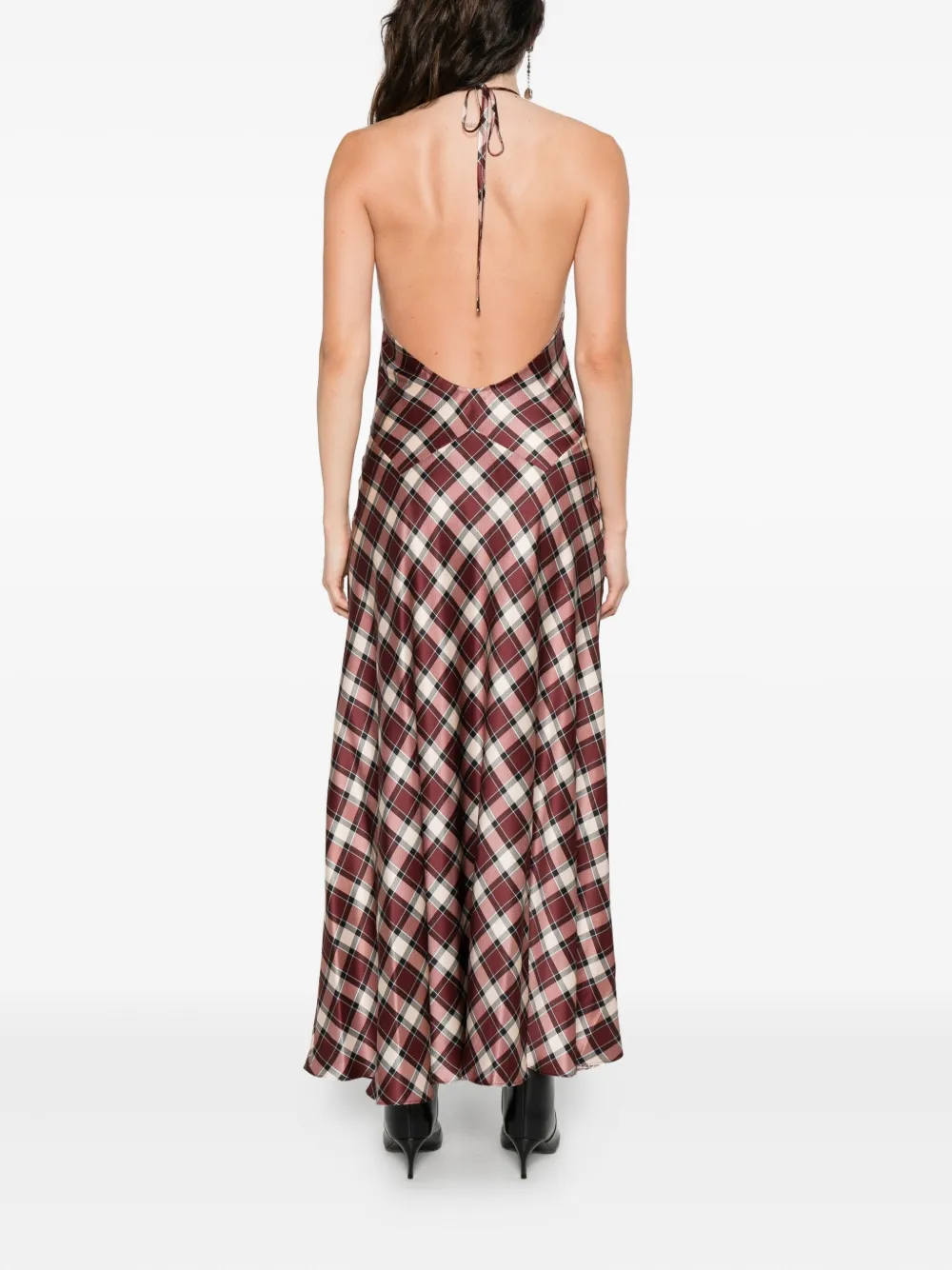 Doen Maxime Checked Maxi Dress In Brown