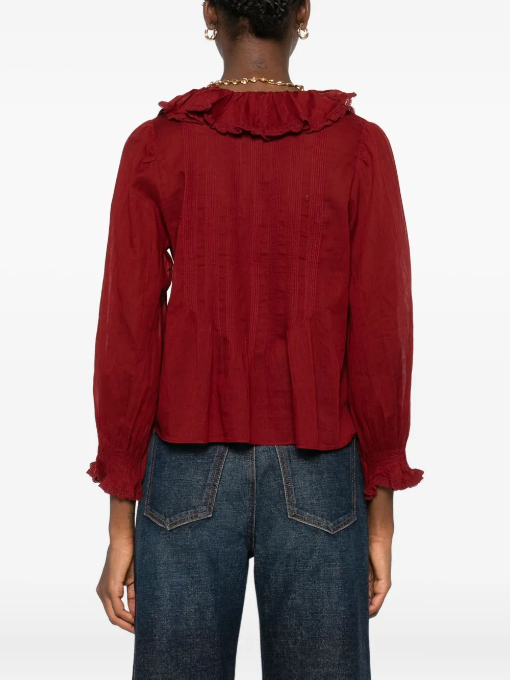 Doen Organic Cotton Ruffled Hardy Blouse In Gold