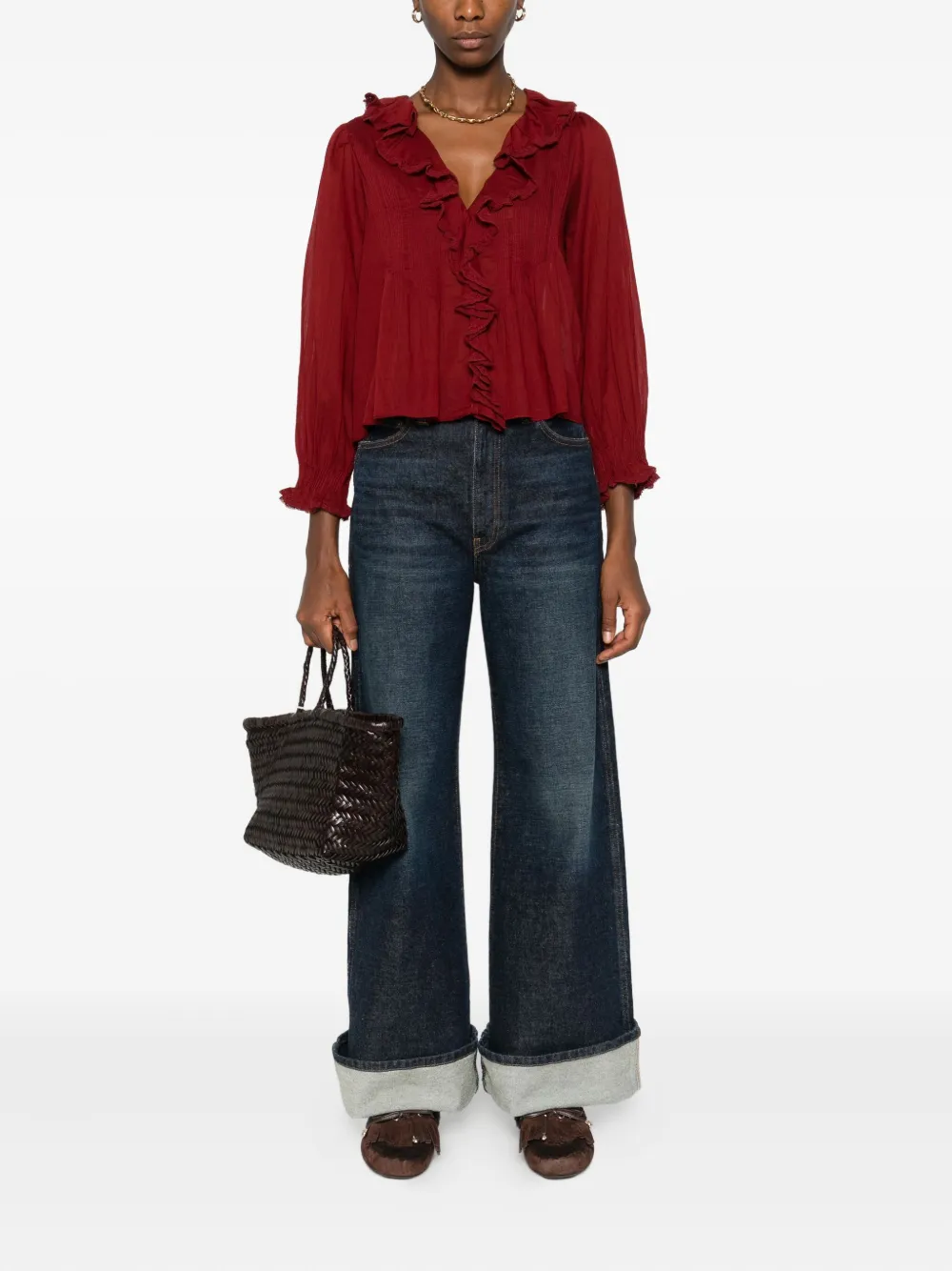 DÔEN Hardy ruffled blouse - Rood