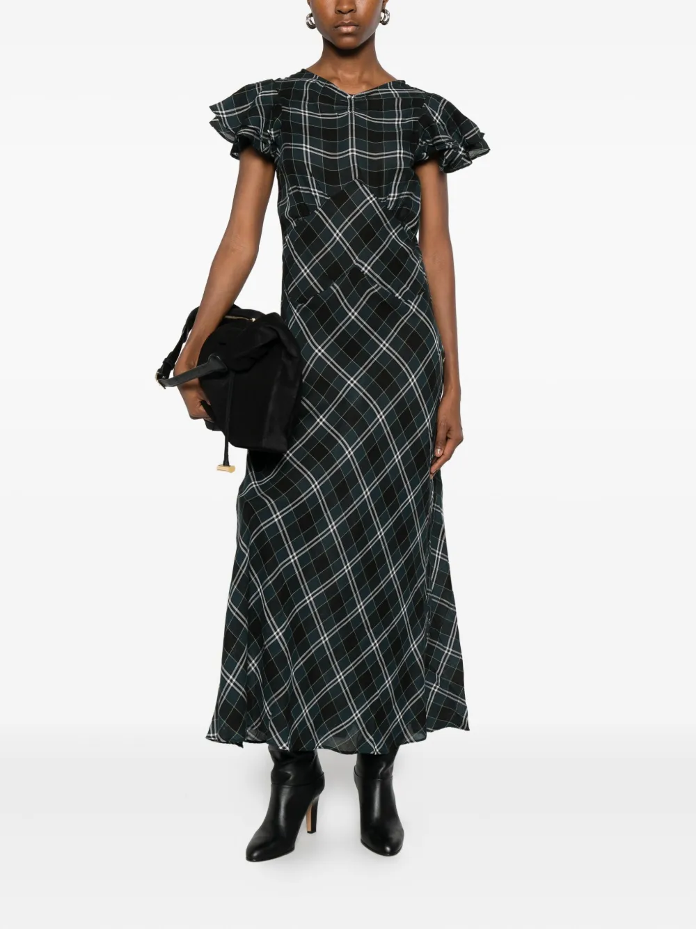 DÔEN Seraphine checked maxi dress - Blauw