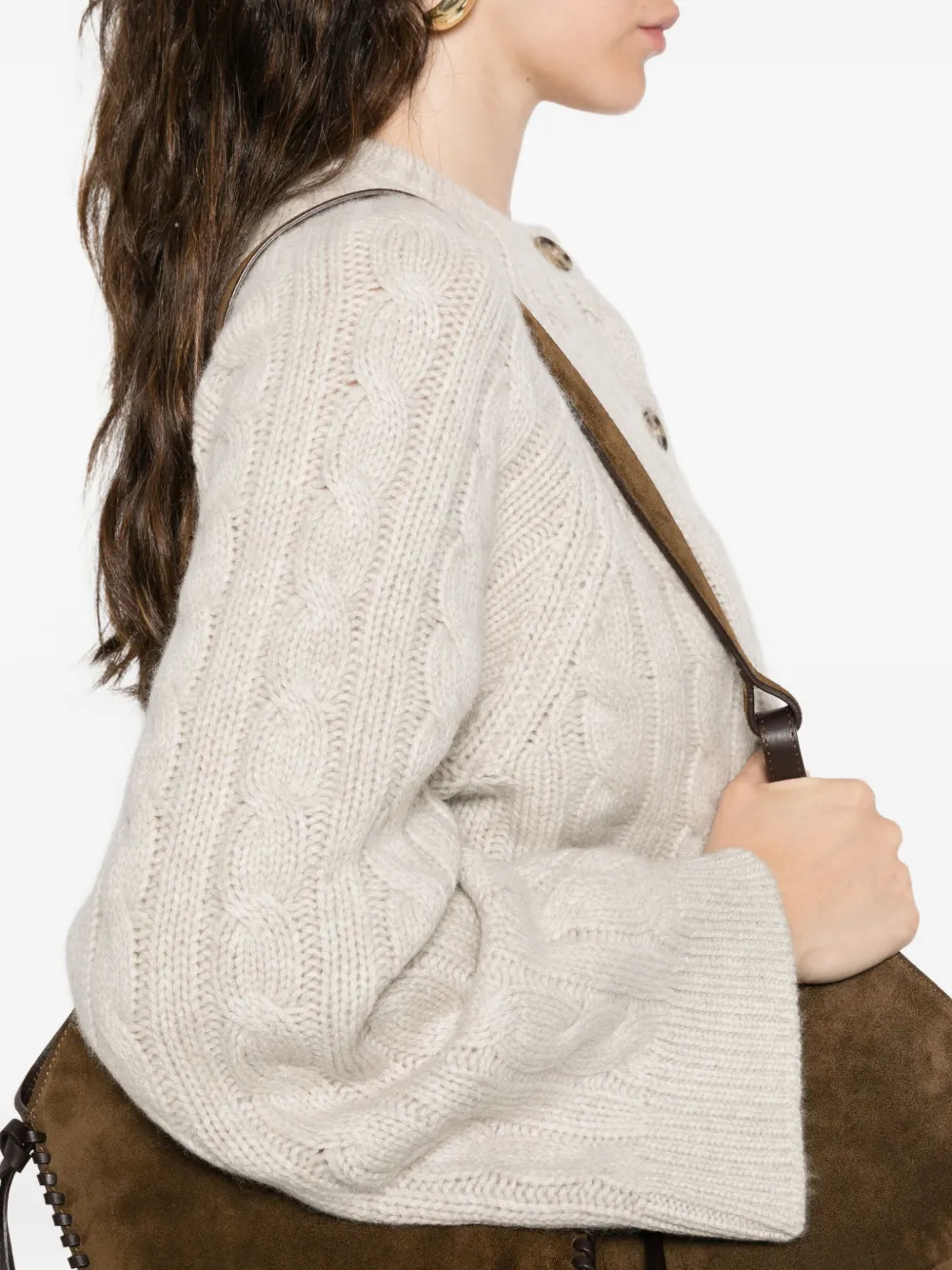 Doen Virginie Cable-knit Cardigan In Neutral