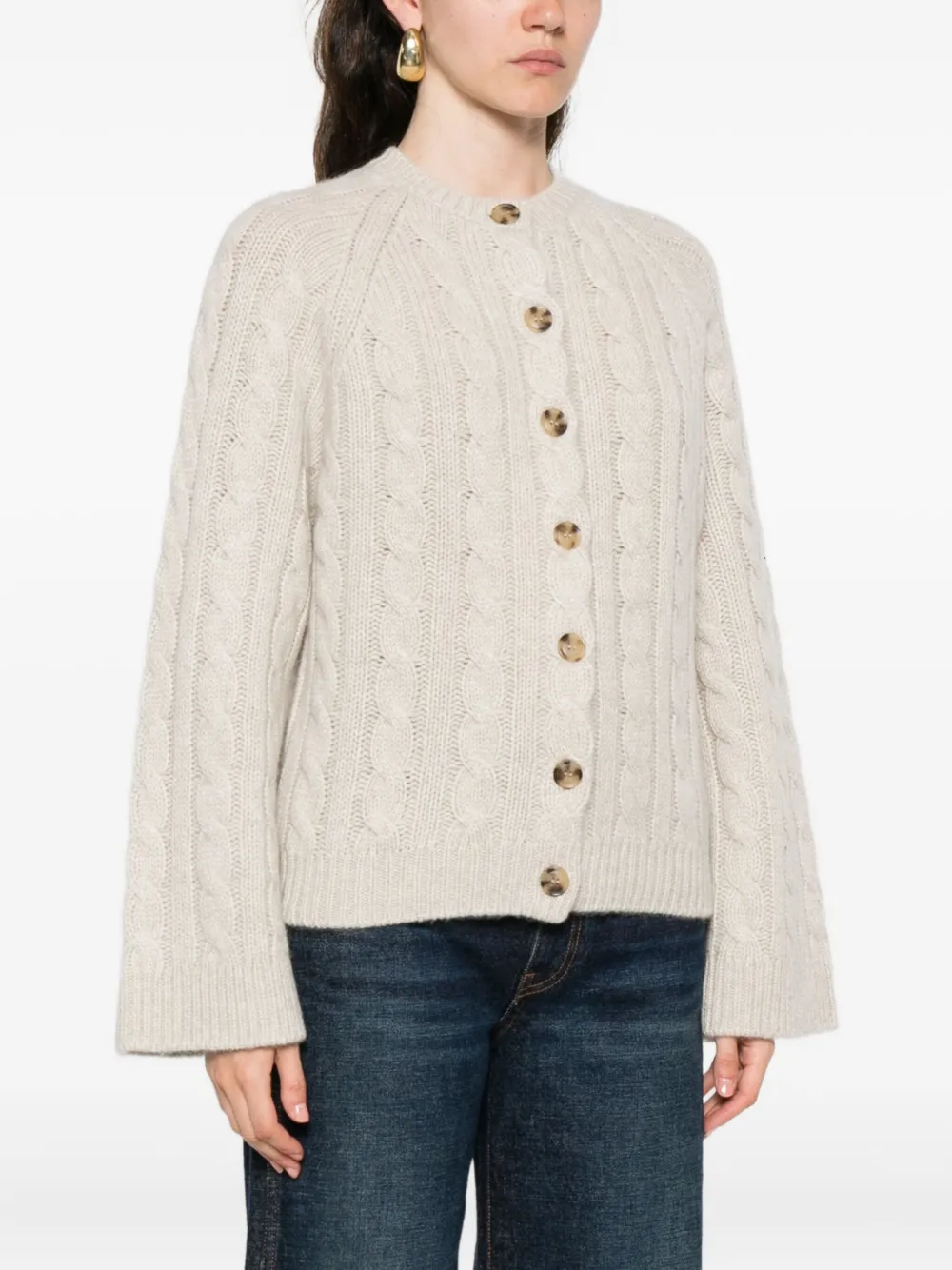 Doen Virginie Cable-knit Cardigan In Neutral