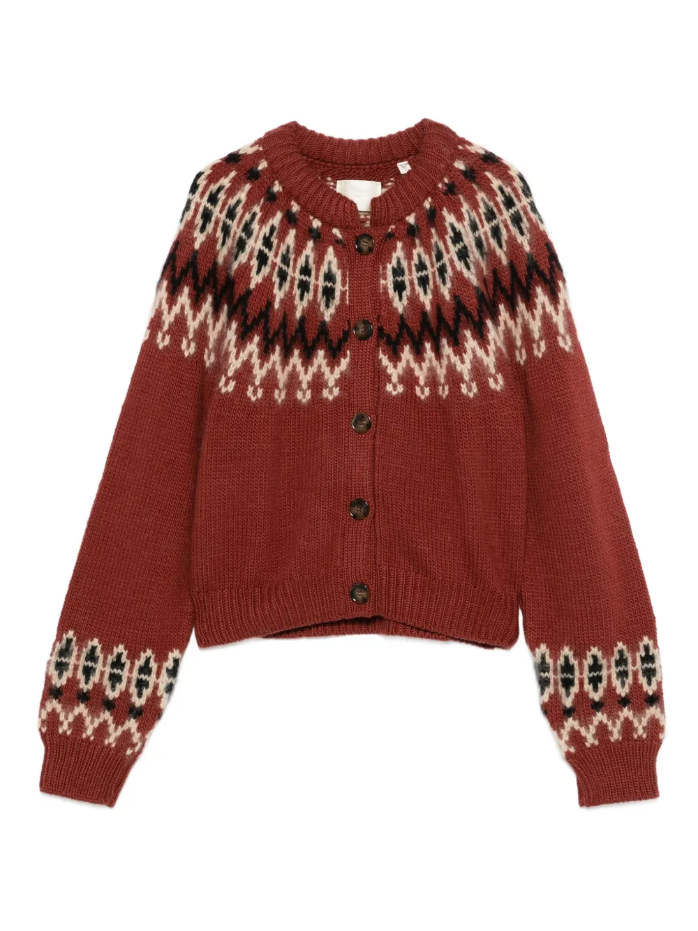 DÔEN Clarke patterned-intarsia cardigan | Brown | Image 1