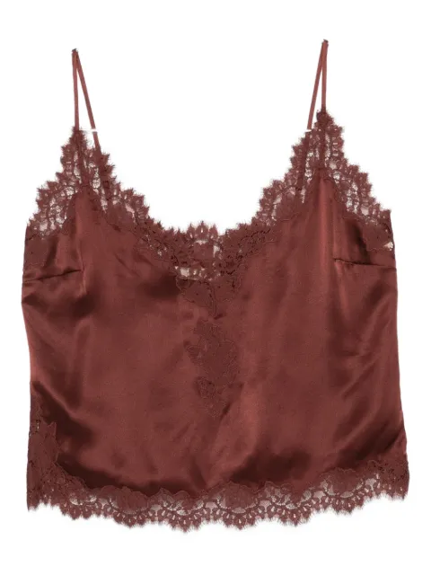DÔEN lace-trimmed satin top