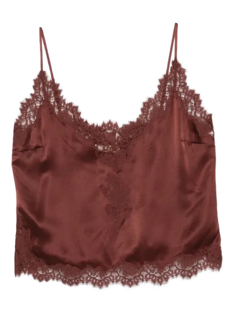 DÔEN lace-trimmed satin top