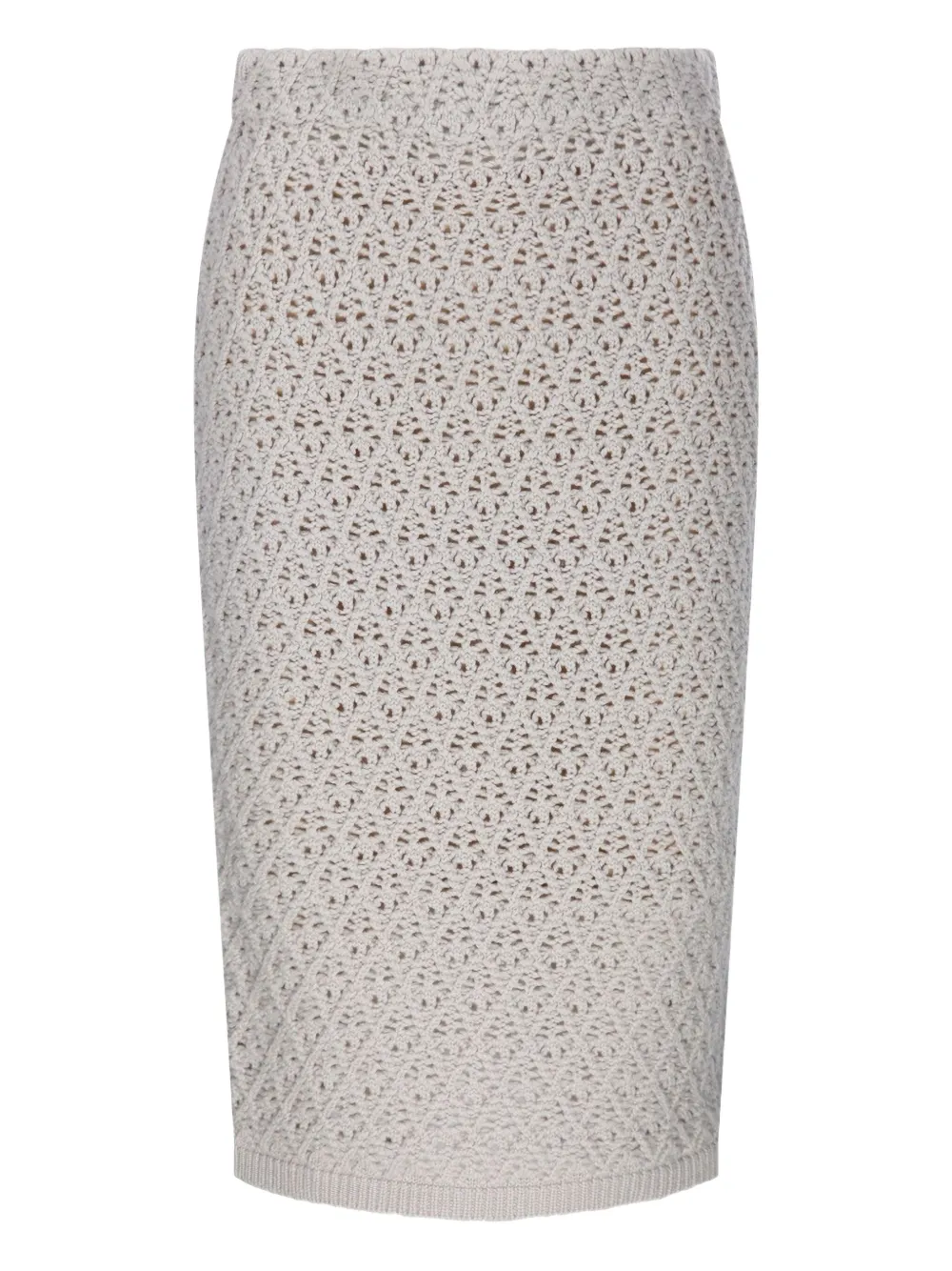 Nude diamond-pattern midi skirt