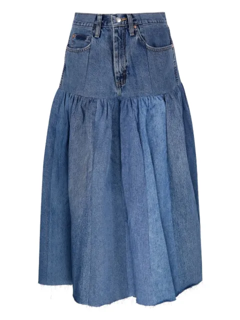 E.L.V DENIM Harvard ruffled midi denim skirt