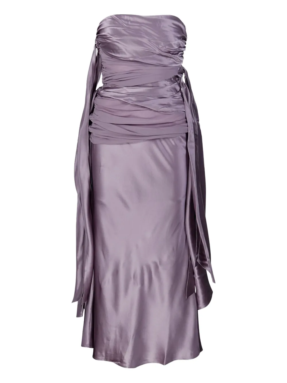 Christopher Esber draped-waist silk midi dress Paars