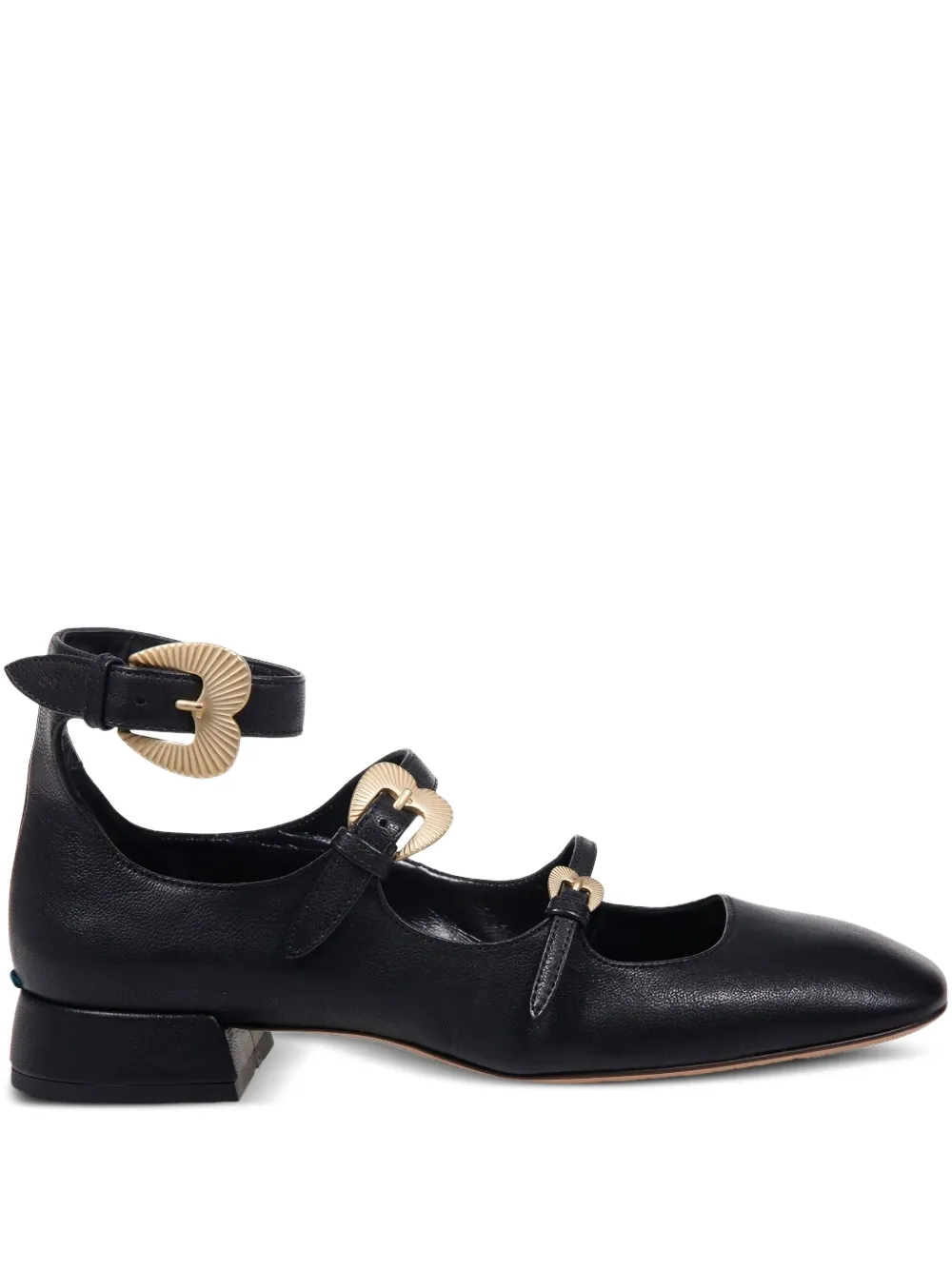 A.Bocca heart buckle-embellished heeled pumps Black