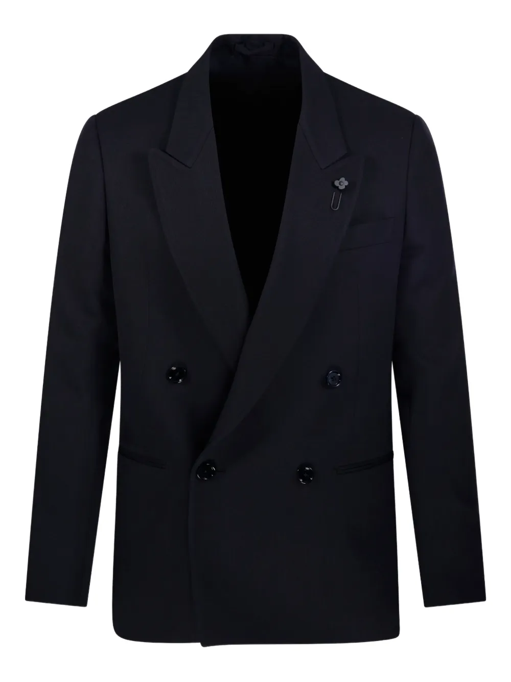Lardini double-breasted flower-embellished blazer Blauw