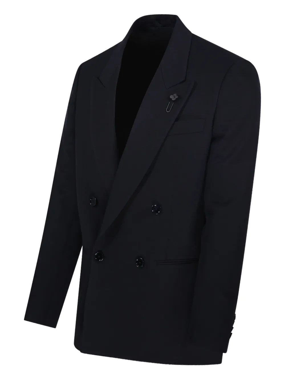 Lardini double-breasted flower-embellished blazer Blauw